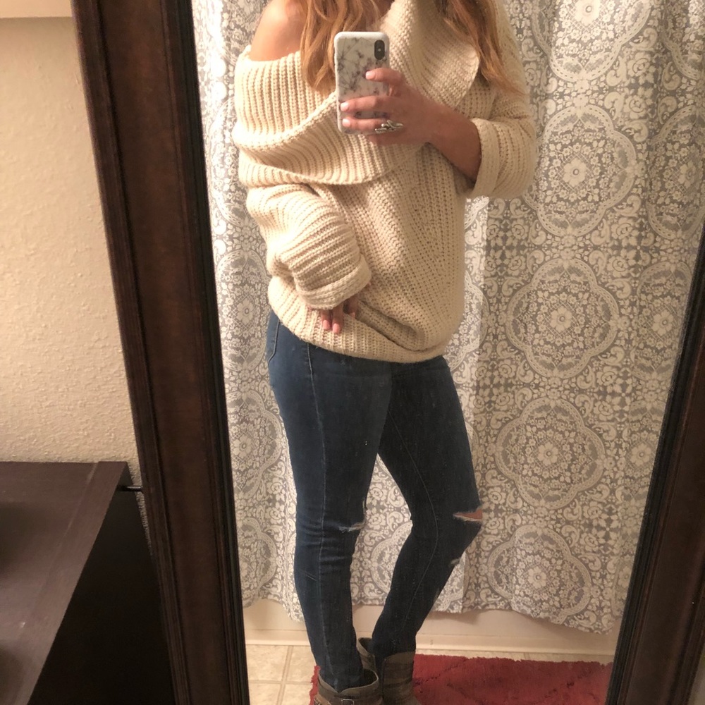 Chunky off the shoulder sweater